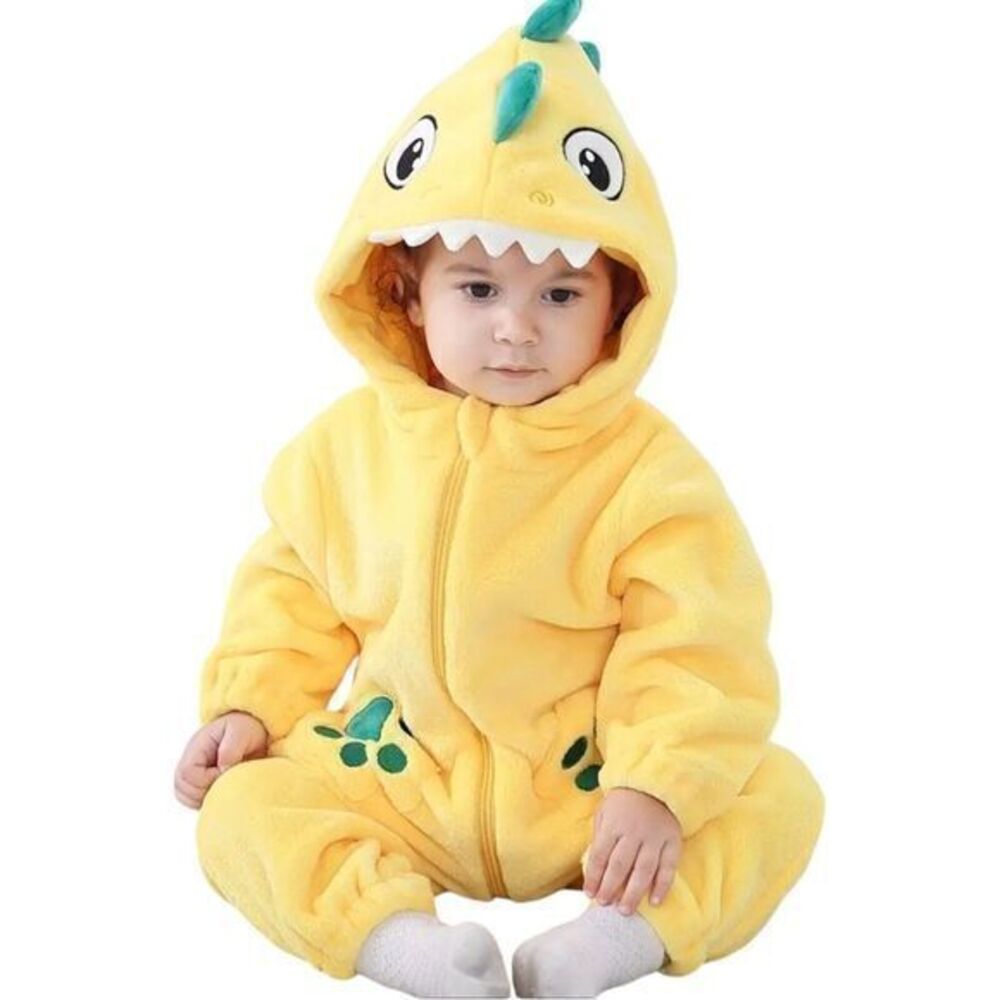 Unisex Baby Animal Costume Winter Flannel Hooded Jumpsuit Halloween Size 13-18 M - Picture 7 of 8